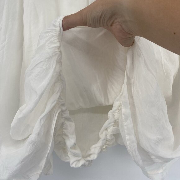 Giulia Italy Women's Size Small White Silk Blouse Fairy Lined Flowy Embroidered - Picture 8 of 13